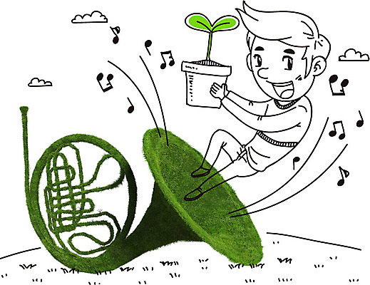 식물 구름 편집이미지 캐릭터 남자 화분 악기 음악 음표 포토일러 한명 들기 사람 잔디 새싹 나팔 남자만 남자한명만 이미지편집 AI파일 자연요소 1 기호 모션 문화예술 파일형식 벡터
