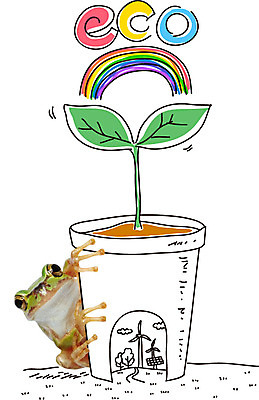 나무 식물 동물 편집이미지 한마리 화분 캠페인 무지개 포토일러 개구리 사람없음 초록색 새싹 자연보호 그린캠페인 에너지 그린에너지 풍력에너지 에코 청개구리 태양에너지 집열판 이미지편집 AI파일 자연요소 1 컬러 자연 양서류 환경 보호 파일형식 벡터