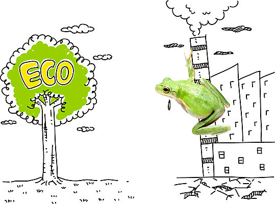 나무 식물 동물 구름 편집이미지 한마리 캠페인 공장 포토일러 개구리 굴뚝 사람없음 초록색 자연보호 그린캠페인 환경오염 오염 연기 에코 청개구리 이미지편집 AI파일 자연요소 1 컬러 컨셉 공업 자연 양서류 환경 보호 파일형식 벡터