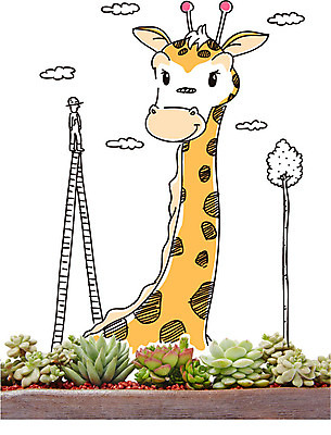 나무 식물 동물 구름 편집이미지 캐릭터 남자 화분 사다리 포토일러 한명 사람 기린 다육식물 남자만 남자한명만 이미지편집 AI파일 자연요소 1 포유류 도구 파일형식 벡터