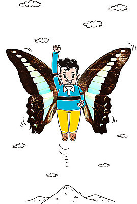 동물 구름 편집이미지 캐릭터 남자 나비 곤충 날개 포토일러 산 한명 사람 비행 슈퍼맨 남자만 남자한명만 이미지편집 AI파일 자연요소 1 영웅 파일형식 벡터