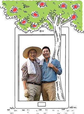 나무 식물 편집이미지 모자 열매 노년 남자 과일 포토일러 어깨동무 웃음 사람 동양인 상반신 성인 두명 30대 스마트폰 수건 농사 한국인 60대 사과 농부 귀농 부자지간 남자만 성인남자만 성인만 이미지편집 AI파일 직업 잡화 아들 포즈 농업 가족 표정 인종 장년 핸드폰 스마트기기 위생용품 아빠 파일형식 벡터
