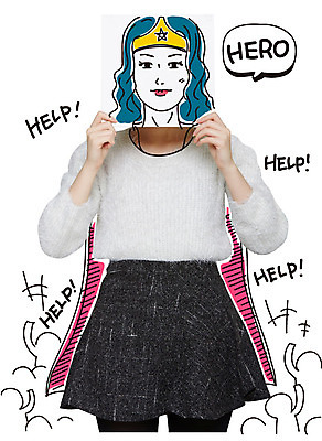 편집이미지 배너 여자 말풍선 포토일러 사람모양 가면 한명 사람 상반신 치마 도움 망토 영웅 원더우먼 여자만 여자한명만 이미지편집 AI파일 모양 1 컨셉 하의 파일형식 벡터