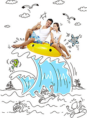 전신 서양인 외국인 동물 백인 편집이미지 커플 응시 계절 여자 남자 수영복 파도 바다 여행 물놀이 갈매기 조류 포토일러 휴가 불가사리 어류 웃음 사람 앉기 여러명 20대 성인 여름 여름휴가 바캉스 수영 가리킴 튜브 선박 청년만 성인만 이미지편집 AI파일 시선 옷 다수 수상교통 관계 모션 놀이 극피동물 표정 인종 손짓 청년 수중동물 수상스포츠 파일형식 벡터 여름_계절