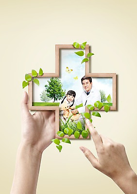 PSD 편집이미지 손 여자 남자 어린이 의학 나뭇잎 성인 신체부위 치료 세명 믿음 희망 한국인 의사 가리킴 보호 십자 녹십자 이미지편집 감정 컨셉 잎 사람 동양인 손짓 의료진 파일형식