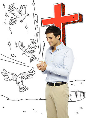 서양인 외국인 동물 편집이미지 남자 기독교 종교 십자가 조류 포토일러 한명 서기 사람 상반신 성인 옆모습 눈감음 기도 비둘기 손모으기 남자만 남자한명만 성인남자만 성인만 이미지편집 AI파일 1 뷰포인트 모션 인종 손짓 파일형식 벡터