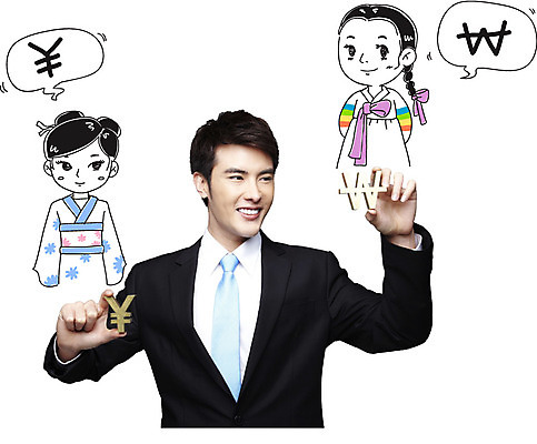 외국인 편집이미지 여자 남자 말풍선 비즈니스 포토일러 웃음 들기 사람 동양인 정장 상반신 20대 성인 세명 금융 일본 비즈니스맨 화폐기호 비교 엔 전통의상 한복 기모노 환율 청년만 성인만 이미지편집 AI파일 한국전통 전통 기호 옷 아시아 컨셉 돈 모션 표정 인종 청년 경제 직장인 일본전통의상 화폐 파일형식 벡터