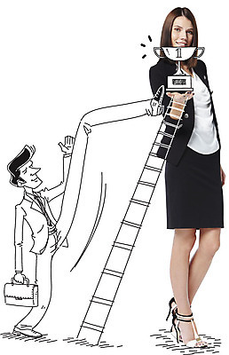 전신 서양인 외국인 편집이미지 여자 남자 서류가방 비즈니스 사다리 포토일러 서기 웃음 사람 정장 20대 성인 두명 우승 비즈니스맨 비즈니스우먼 트로피 청년만 성인만 이미지편집 AI파일 옷 가방 모션 표정 인종 청년 도구 최고 직장인 상_우승 파일형식 벡터