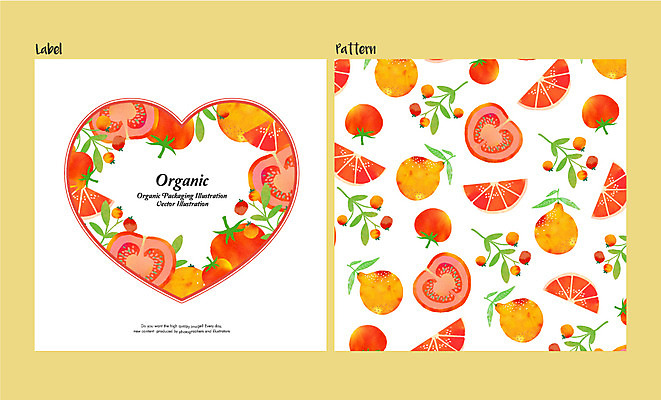 백그라운드 패턴 토마토 채소 일러스트 방울토마토 사람없음 라벨 유기농 한라봉 국내일러스트 AI파일 웰빙 무늬 과일 프레임 파일형식 벡터