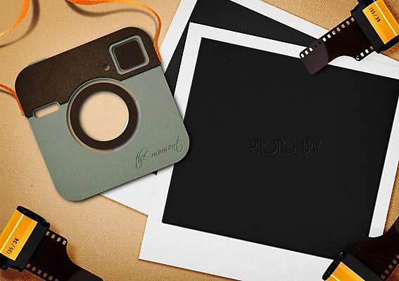 PSD 편집이미지 기념일 표지 포스터 종이 컨셉 프레임 사람없음 카메라 촬영 페이퍼아트 필름 폴라로이드 기념사진 활용 이미지편집 이벤트 전자제품 파일형식