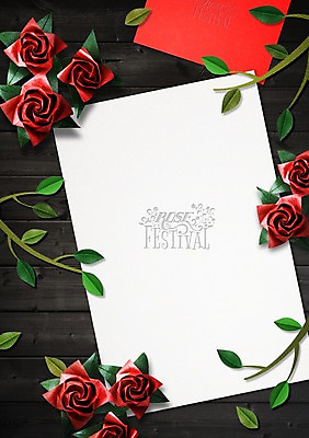 PSD 편집이미지 기념일 표지 꽃 포스터 종이 컨셉 프로포즈 프레임 사랑 사람없음 장미 페이퍼아트 로즈데이 활용 이미지편집 식물 감정 데이이벤트 이벤트 파일형식