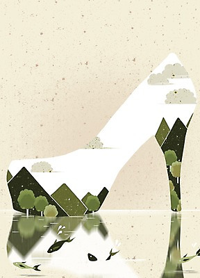 PSD 나무 구름 물결 일러스트 상상 산 상상일러스트 어류 사람없음 물방울 연못 물가 하이힐 국내일러스트 자연요소 식물 구두 풍경 수중동물 여성화 파일형식