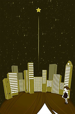 PSD 여자 별 어린이 일러스트 상상 상상일러스트 한명 사람 소녀 빌딩 건물 머리카락 도시 여자만 여자한명만 어린이만 소녀만 소녀한명만 국내일러스트 자연요소 1 건축물 머리 파일형식