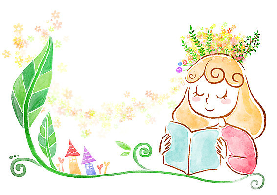 PSD 식물 여자 꽃 여유 어린이 줄기 일러스트 상상 책장 주택 한명 사람 소녀 책 독서 여자만 여자한명만 어린이만 소녀만 소녀한명만 국내일러스트 1 감정 가구 건물 파일형식