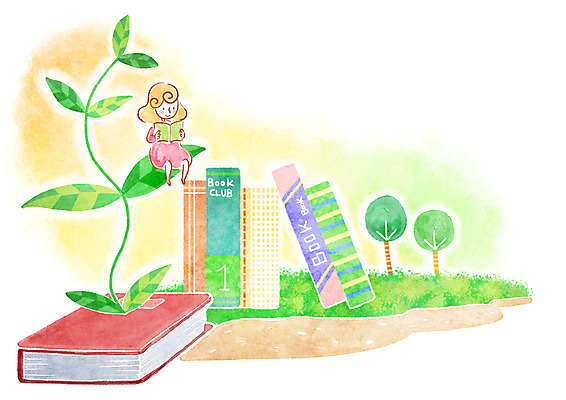 PSD 나무 식물 여자 여유 어린이 줄기 일러스트 상상 한명 사람 소녀 책 독서 여자만 여자한명만 어린이만 소녀만 소녀한명만 국내일러스트 1 감정 파일형식