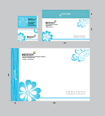 식물 템플릿 문양 꽃 컬러 하늘색 무늬 꽃무늬 명함 명함템플릿 봉투 서류봉투 편지봉투 사람없음 세트 패키지 봉투템플릿 우편봉투 비즈디자인 이미지템플릿 AI파일 파란색 편지 우편물 파일형식 벡터
