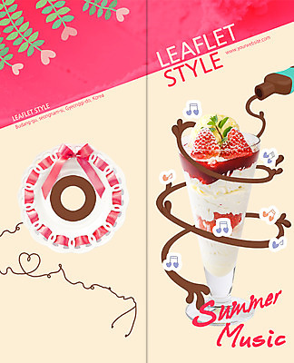 PSD 식물 템플릿 편집 표지디자인 북디자인 출판디자인 표지 리본 음식 리플렛 백그라운드 잎 2단접지 북커버 과일 딸기 아이스크림 팜플렛 사람없음 하트 초코시럽 이미지템플릿 모양 디저트 초콜릿 시럽 파일형식