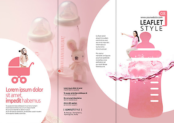 PSD 템플릿 편집 표지디자인 북디자인 출판디자인 여자 표지 리플렛 분홍색 컬러 백그라운드 북커버 3단접지 가족 엄마 서기 사람 앉기 동양인 손짓 팜플렛 성인 임신 한국인 가리킴 아기 젖병 유모차 이미지템플릿 관계 모션 인종 아기용품 파일형식