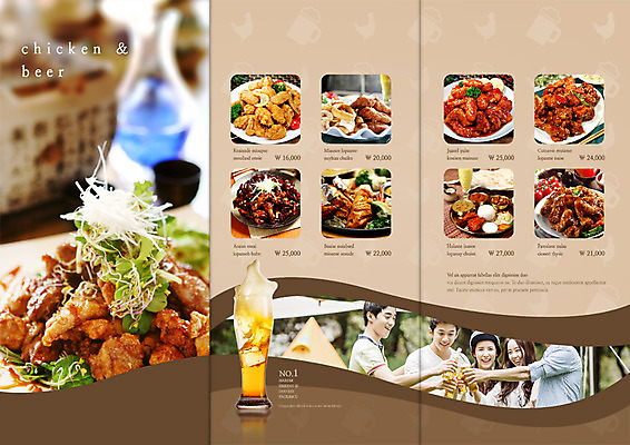 PSD 템플릿 편집 표지디자인 북디자인 출판디자인 여자 남자 내지 음식 리플렛 백그라운드 북커버 3단접지 맥주 들기 사람 동양인 팜플렛 여러명 상반신 성인 치킨 한국인 성인만 치맥 이미지템플릿 다수 모션 주류 인종 닭고기요리 파일형식