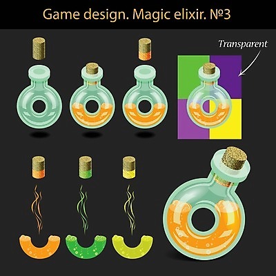 EPS 해외이미지 오렌지 일러스트 유리 초록색 노란색 마개 게임 코르크 해외202004 해외일러스트 컬러 과일 재질 놀이 뚜껑 파일형식 벡터 이미지허브