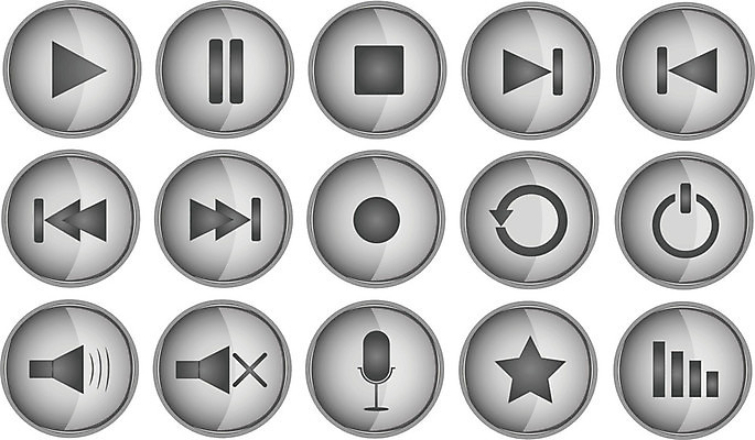 EPS 해외이미지 음악 일러스트 사람없음 세트 회색 원형 정지 볼륨 재생 일시정지 빨리감기 되감기 랜덤재생 반복재생 음소거 인터페이스 전원버튼 제어 즐겨찾기 플레이 플레이어 중지_중단 해외일러스트 도형 컬러 모션 버튼 문화예술 전원_전기 파일형식 벡터 이미지허브