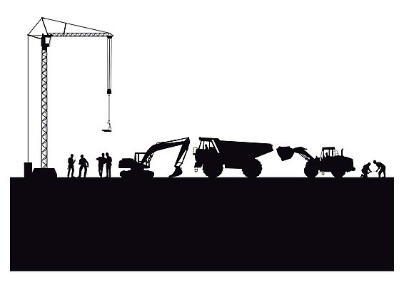 EPS 해외이미지 실루엣 일러스트 건설업 사람모양 사람없음 중장비 포크레인 굴착기 타워크레인 덤프트럭 건설근로자 해외202004 해외일러스트 모양 직업 산업 촬영기법 트럭 산업장비 기중기 파일형식 벡터 이미지허브