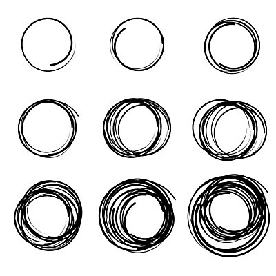 EPS 해외이미지 일러스트 사람없음 세트 원형 낙서 손그림 엘리먼트 해외202004 해외일러스트 도형 파일형식 벡터 이미지허브