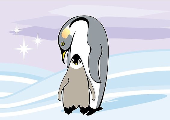 EPS 해외이미지 동물 계절 겨울 일러스트 가족 자연 엄마 동물원 풍경 추위 아기 펭귄 해외202004 해외일러스트 관계 조류 사람 생태계 파일형식 벡터 이미지허브