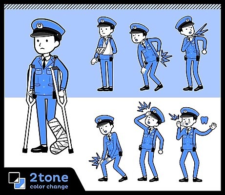 EPS 해외이미지 전신 남자 일러스트 노동자 건강 여러명 성인 파란색 세트 고통 경찰 허리디스크 목발 깁스 무릎통증 사랑니 어깨통증 성인남자만 해외202004 해외일러스트 직업 감정 컬러 다수 의료기기 사람 디스크_질병 의료용품 질병 남자만 성인만 파일형식 벡터 이미지허브