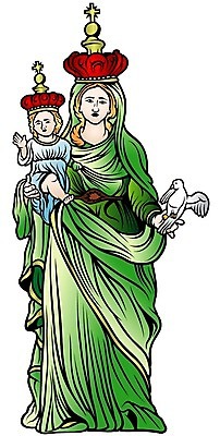 EPS 해외이미지 클립아트 기독교 종교 일러스트 하늘 왕관 천주교 기도 신성 마리아 천국 신앙심 충실 해외202004 해외일러스트 파일형식 벡터 이미지허브