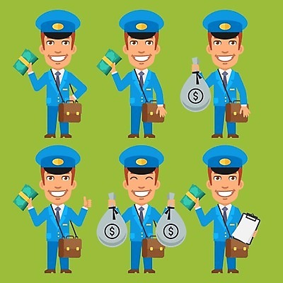 EPS 해외이미지 캐릭터 디자인 산업 돈 가방 일러스트 미술 미소 사람 그래픽 세트 업무 플랫 만화 수집 우체부 가득함 오브젝트 서비스 클립 월급 마스코트 캐리커처 해외202004 해외일러스트 일러캐릭터 직업 잡화 문화예술 표정 작업 재산 그림 파일형식 벡터 이미지허브
