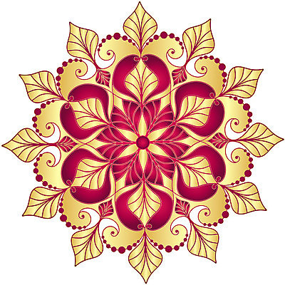 EPS 해외이미지 디자인 백그라운드 잎 일러스트 추상 사람없음 빨간색 노란색 화려 대칭 만다라 해외202004 해외일러스트 식물 컬러 컨셉 무늬 파일형식 벡터 이미지허브