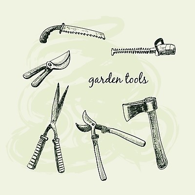 EPS 해외이미지 식물 잎 일러스트 잉크 여름 농작물 장비 수확 가을 나뭇가지 대접 낙서 자르기 그림 도끼 톱질 해외202004 해외일러스트 나무 계절 농업 모션 파일형식 벡터 이미지허브