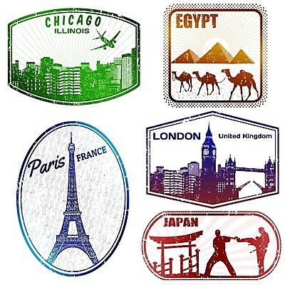 EPS 해외이미지 영어 해외여행 여행 일러스트 사람없음 세트 도장 컬러풀 라벨 그라데이션 해외202004 해외일러스트 문자 해외 컬러 프레임 파일형식 벡터 이미지허브