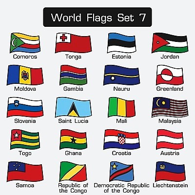 EPS 해외이미지 유럽 아시아 일러스트 아프리카 사람없음 세트 세계 미국 깃발 오스트리아 성자 호주 민주주의 크로아티아 말레이시아 그린란드 가나 공화국 말리 슬로베니아 에스토니아 요르단 콩고 토고 해외202004 해외일러스트 나라 종교 섬 북아메리카 중동 덴마크 오세아니아 파일형식 벡터 서아프리카 이미지허브