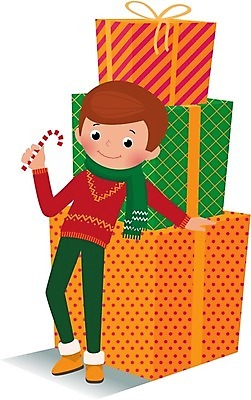 EPS 해외이미지 백인 응시 행복 백그라운드 크리스마스 겨울 일러스트 선물 소년 빨간색 축제 흰색 축하 흰배경 해외202004 해외일러스트 서양인 시선 계절 기념일 남자 감정 어린이 컬러 컨셉 파일형식 벡터 이미지허브
