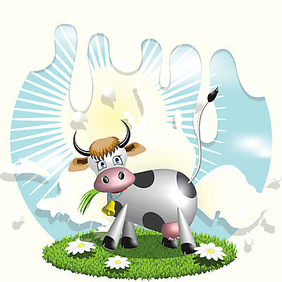 EPS 해외이미지 동물 음료 농업 일러스트 자연 하늘 태양 농장 마을 우유 소 상품 허브 크림 젖 해외202004 해외일러스트 자연요소 식물 산업 포유류 유제품 생태계 파일형식 벡터 이미지허브