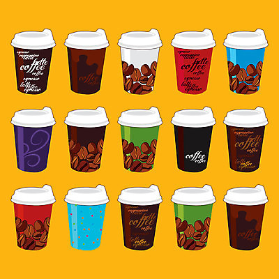 EPS 해외이미지 커피 일러스트 포장 미술 그래픽 컵 단어 갈색 뚜껑 카푸치노 에스프레소 라떼 해외202004 해외일러스트 문자 식기 음료 컬러 문화예술 파일형식 벡터 이미지허브