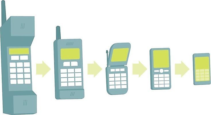 EPS 해외이미지 일러스트 안테나 스마트폰 핸드폰 비교 작음 눈금 진행 개발 터치스크린 해외202004 해외일러스트 컨셉 통신 전자제품 스마트기기 크기 파일형식 벡터 이미지허브