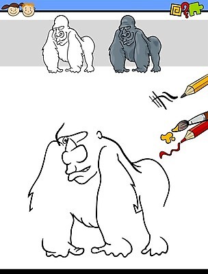 EPS 해외이미지 동물 템플릿 캐릭터 디자인 교육 어린이 일러스트 그래픽 운동 페인트 유치원 퍼즐 그리기 끝 어플리케이션 만화 스케치 준비 그림 유인원 고릴라 부족 색칠공부 해외202004 해외일러스트 일러캐릭터 컨셉 포유류 모션 건강 미술 사람 학습 색칠 파일형식 벡터 이미지허브