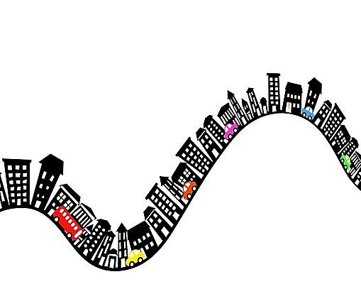 EPS 해외이미지 디자인 도로 파도 백그라운드 곡선 일러스트 거리 풍경 경사 건물 그래픽 검은색 공백 도시 만화 언덕 타운 카피스페이스 해외202004 해외일러스트 건축물 길 선 바다 컬러 교통시설 파일형식 벡터 이미지허브