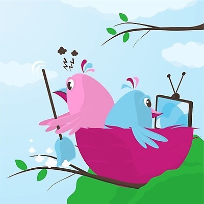 EPS 해외이미지 동물 캐릭터 커플 분홍색 가사 일러스트 조류 그래픽 파란색 컬러풀 텔레비전 분노 관찰 쌍 둥지 만화 빗자루 청소 깃털 문제 해외202004 해외일러스트 일러캐릭터 감정 컬러 관계 모션 전자제품 청소도구 파일형식 벡터 이미지허브