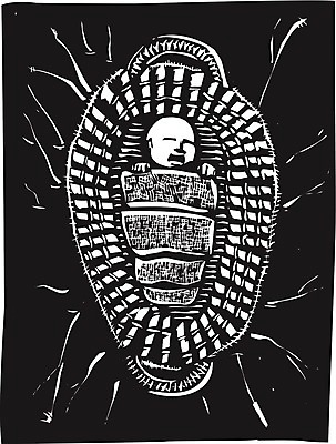 EPS 해외이미지 종교 일러스트 이집트 강 바구니 성경 유대인 목판화 이스라엘 해외202004 해외일러스트 종교용품 아프리카 서아시아 파일형식 벡터 이미지허브