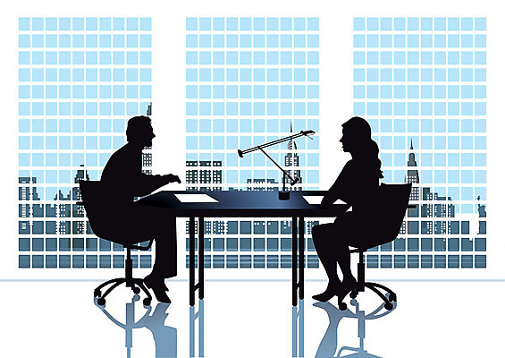 EPS 해외이미지 여자 남자 실루엣 일러스트 비즈니스 회의 사람 두명 파란색 사무실 비즈니스맨 비즈니스우먼 토론 해외202004 해외일러스트 컬러 촬영기법 직장인 파일형식 벡터 이미지허브