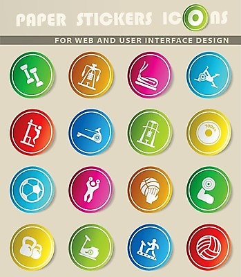 EPS 해외이미지 종이 일러스트 공 근육 농구 헬스사이클 경기장 아령 화물 무게 몸무게 배구 심볼 해외202004 해외일러스트 스포츠시설 구기 운동기구 운송업 파일형식 벡터 이미지허브