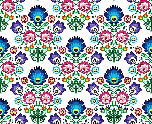 EPS 해외이미지 전통 꽃 패턴 일러스트 사람없음 컬러풀 화려 폴란드 해외202004 해외일러스트 식물 유럽 컬러 컨셉 무늬 파일형식 벡터 이미지허브