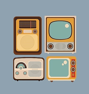 EPS 해외이미지 디자인 일러스트 종류 사람없음 텔레비전 오브젝트 라디오 복고 해외202004 해외일러스트 전자제품 파일형식 벡터 이미지허브