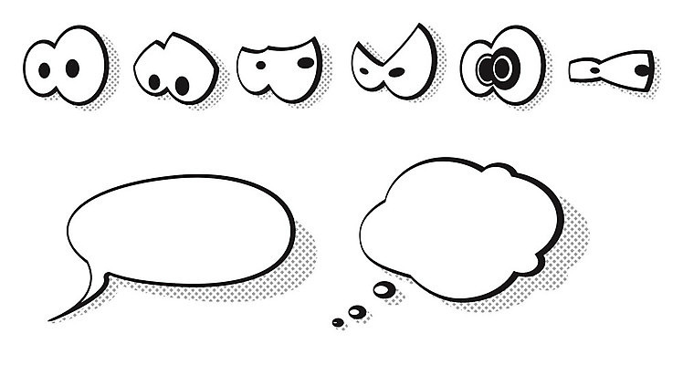 EPS 해외이미지 클립아트 캐릭터 디자인 감정 일러스트 통신 그래픽 세트 검은색 거품 분노 흰색 메시지 만화 수집 심볼 그림 풍선 엘리먼트 특별함 카피스페이스 해외202004 해외일러스트 일러캐릭터 컬러 컨셉 공백 파일형식 벡터 이미지허브