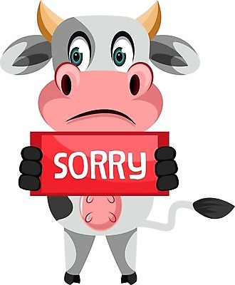 EPS 해외이미지 디자인 백그라운드 일러스트 흰색 소 사인 미안 해외202004 해외일러스트 컬러 포유류 사죄 파일형식 벡터 이미지허브