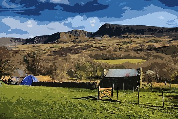 EPS 해외이미지 구름 공원 일러스트 자연 하늘 웨일즈 산 풍경 초록색 파란색 언덕 장면 내추럴 전국 스노도니아 해외202004 해외일러스트 자연요소 공공시설 컬러 영국 생태계 파일형식 벡터 이미지허브